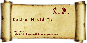 Ketter Miklós névjegykártya